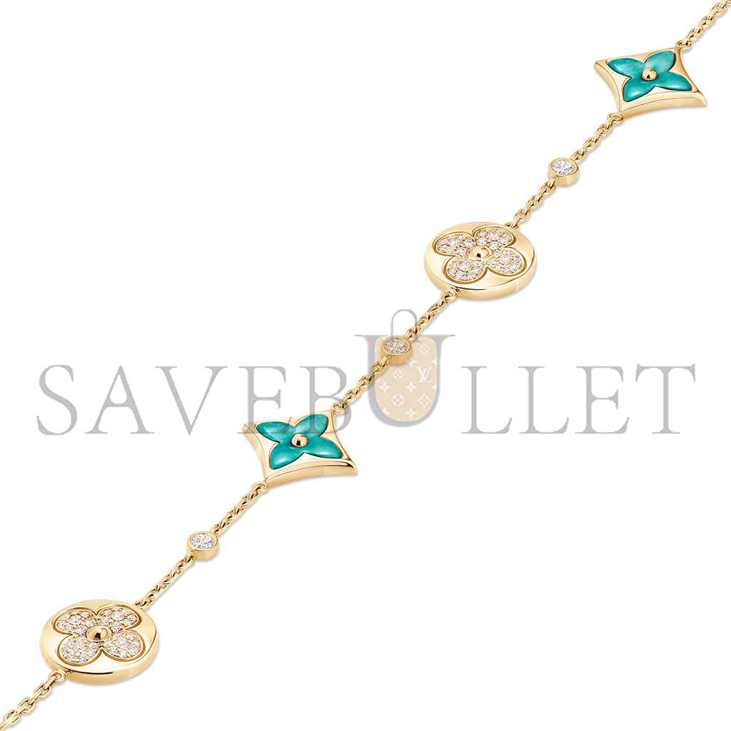 l**is V*t*n colour blossom bb multi-pattern bracelet, yellow gold, amazonite and diamonds q05979